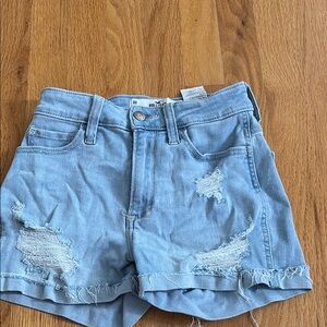 Hollister Blue Jean Shorts Distressed High-Waisted